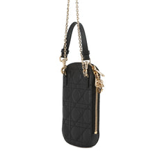 将图像加载到图库查看器中，Dior Cannage Lady Dior Call'in Dior Phone Holder 2-Way BlackS0872ONMJ Lambskin
