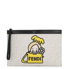 Load image into Gallery viewer, FENDI Taroout Collaboration Clutch Bag White/Yellow/Black7N0134 PVC Leather
