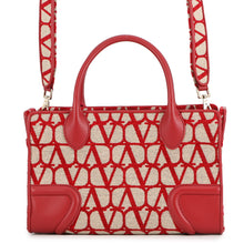 将图像加载到图库查看器中，Valentino Garavani Le Quatrieme Toile Iconograph 2-Way Bag Beige/Red2W2B0L76HUJJ4A Canvas Leather
