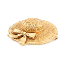 Load image into Gallery viewer, CHANEL Straw Hat Motif Brooch Metal
