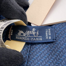 Load image into Gallery viewer, HERMES Overall Pattern Tie Blue Silk100%
