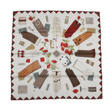 Load image into Gallery viewer, HERMES Carre Gloves Wristwatch Size 90 Blanc Casse/Etoupe/RougeHH004211S 01 Silk 100%
