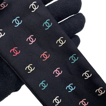 Load image into Gallery viewer, CHANEL All-over CC Logo Scarf Black/Multicolor Silk100%
