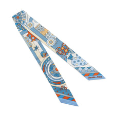 将图像加载到图库查看器中，HERMES Twilly Whispers of the Forest LES MURMURES DE LA FOBD Blue Jean/Orange/Multicolor Silk100%
