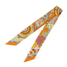 Load image into Gallery viewer, HERMES Twilly Whispering in the Forest Les Murmures de la Foret Orange/Jaune・Vif/Vert GrisH063005S Silk100%

