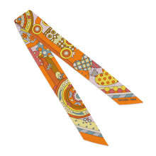Load image into Gallery viewer, HERMES Twilly Whispering in the Forest Les Murmures de la Foret Orange/Jaune・Vif/Vert GrisH063005S Silk100%
