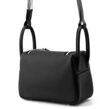 Load image into Gallery viewer, HERMES Lindy Verso Black/Blue Tie Swift Leather Size Mini
