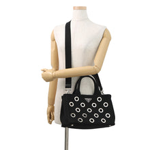 将图像加载到图库查看器中，PRADA Canapa Grommet 2-Way Bag Black1BG439 Canvas Leather
