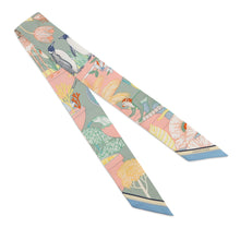 Load image into Gallery viewer, HERMES Twilly Precious Paradise Vert Almond/Apricot/Blue Jean Silk100%
