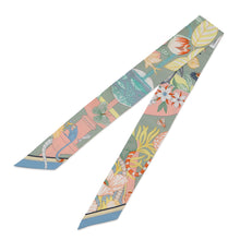 Load image into Gallery viewer, HERMES Twilly Precious Paradise Vert・Amande/Apricot/Blue・Jean Silk100%
