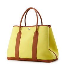 Load image into Gallery viewer, HERMES Garden Party Lime/Brown Toile Officier Negonda Leather Size PM
