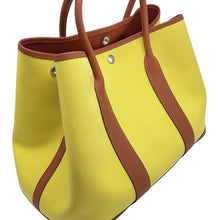 Load image into Gallery viewer, HERMES Garden Party Lime/Brown Toile Officier Negonda Leather Size PM
