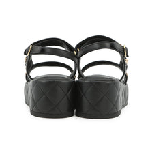 Load image into Gallery viewer, CHANEL Chain strap Sandals BlackG46300 Leather Size 38
