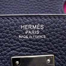 Load image into Gallery viewer, HERMES Birkin Verso Blue Nuit/Rose Purple Taurillon Clemence Size 30

