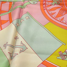 Load image into Gallery viewer, HERMES Carre SEXTANTS sextant Size 90 Orange/Pink/Multicolor Silk100%
