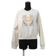 Load image into Gallery viewer, HERMES Raglan Sleeve Knitted Fabric "Della Cavalleria" Embroidery Size 38 Blanc CasseH5H4626DE9134 Silk68% Cotton32%
