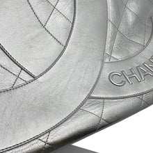 Load image into Gallery viewer, CHANEL CC Logo Club Monaco Chain Tote Bag Silver Shiny Calf Leather
