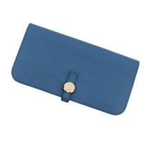 将图像加载到图库查看器中，HERMES Dogon Long Blue Agate Swift Leather
