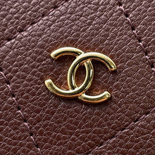 Load image into Gallery viewer, CHANEL CC Logo Round Zip Compact Wallet BrownAP4918 Grained Goatskin Leather
