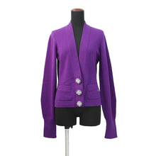 Load image into Gallery viewer, CHANEL Rhinestone Cardigan Size 38 PurpleP72973 Cashmere99% Polyurethane1% Rhinestone
