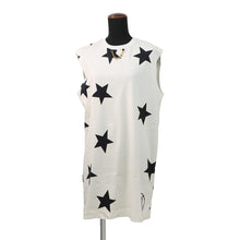将图像加载到图库查看器中，LOUIS VUITTON LV Logo Star Chain Dress Size M White/Black Cotton100%
