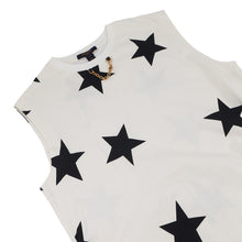 将图像加载到图库查看器中，LOUIS VUITTON LV Logo Star Chain Dress Size M White/Black Cotton100%
