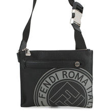 Load image into Gallery viewer, FENDI FF logo stamp shoulder bag Black7VA437 Leather
