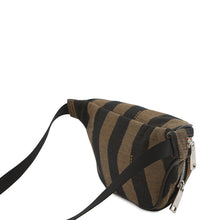 Load image into Gallery viewer, FENDI Pecan Stripe Waist Bag Black/Brown7VA446 Canvas Leather Size Small
