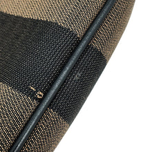 将图像加载到图库查看器中，FENDI Pecan Stripe Waist Bag Black/Brown7VA446 Canvas Leather Size Small
