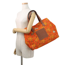 将图像加载到图库查看器中，LOEWE Paula's Ibiza Tote Bag Orange/Brown Canvas Leather
