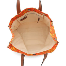 将图像加载到图库查看器中，LOEWE Paula's Ibiza Tote Bag Orange/Brown Canvas Leather
