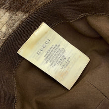 将图像加载到图库查看器中，GUCCI checked fedora hat Size M Brown627041 Wool100%
