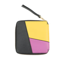 Load image into Gallery viewer, LOEWE Puzzle Round Zip Compact Wallet Black/Multicolor Leather
