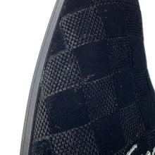 Load image into Gallery viewer, LOUIS VUITTON Auteuil line Damier loafers with embroidery logo Black Velour Size 8L
