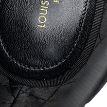 Load image into Gallery viewer, LOUIS VUITTON Auteuil line Damier loafers with embroidery logo Black Velour Size 8L
