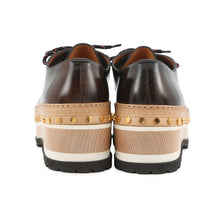 将图像加载到图库查看器中，LOUIS VUITTON Woodcut Line Derby Shoes Brown/Beige Leather Wood Size 7
