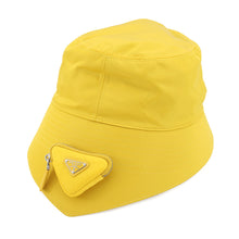 Load image into Gallery viewer, PRADA Re-Nylon Triangle Logo Bucket Hat with Mini Pouch Yellow2HC282 Nylon
