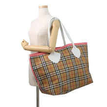 将图像加载到图库查看器中，BURBERRY Nova Check Reversible Tote Bag Beige/Pink/White Canvas Leather
