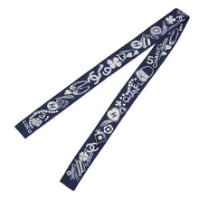 将图像加载到图库查看器中，CHANEL hair band scarf Navy/WhiteAA0349 Silk100%

