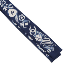 将图像加载到图库查看器中，CHANEL hair band scarf Navy/WhiteAA0349 Silk100%
