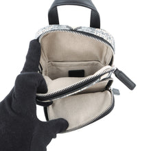 Load image into Gallery viewer, MCM Vintage Jacquard Phone Shoulder Bag Black/Gray/WhiteMMRBATQ02EG001 Canvas Leather
