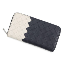 Load image into Gallery viewer, Bottega Veneta INTRECCIATO Bicolor Zip Around Long Wallet Navy/White749427 Leather
