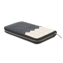 Load image into Gallery viewer, Bottega Veneta INTRECCIATO Bicolor Zip Around Long Wallet Navy/White749427 Leather
