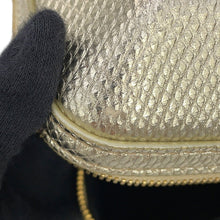 将图像加载到图库查看器中，BVLGARI Serpenti 2-Way Vanity Bag Champagne Gold Karung embossed leather
