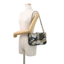 Load image into Gallery viewer, Valentino Garavani Glam Rock Camouflage Chainshoulder Bag Silver/Beige/Green Canvas Leather
