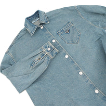 将图像加载到图库查看器中，PRADA Oversized distressed organic denim shirt Size 36 Mid blueGFC036 Denim
