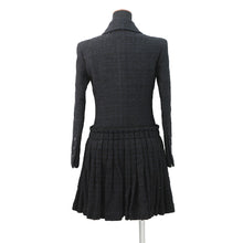 Load image into Gallery viewer, CHANEL Tweed Double-Breasted Coat Size 34 Black/NavyP64017 Cotton49% Polyamide31% Acryl20%
