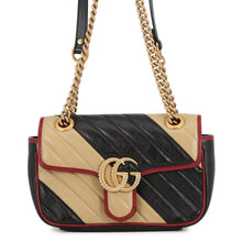 将图像加载到图库查看器中，GUCCI GG Marmont Shoulder Bag Black/Beige446744 Leather Size Small
