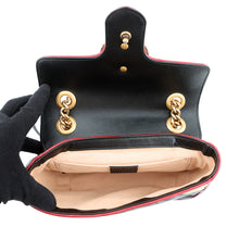 将图像加载到图库查看器中，GUCCI GG Marmont Shoulder Bag Black/Beige446744 Leather Size Small
