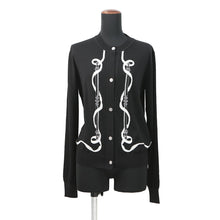 将图像加载到图库查看器中，HERMES Long-sleeved cardigan, Félonerie motif Size 36 BlackH6E2740D Wool 100%
